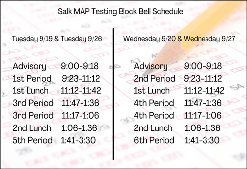 MAP testing bell schedule